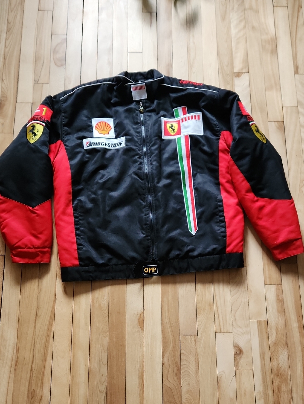 Ferrari Black and Red Racing Jacket with Italian Stripe